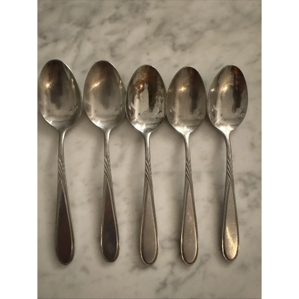 Rogers Stainless Korea Soup Spoons Braided Wheat Pattern Vintage (5)